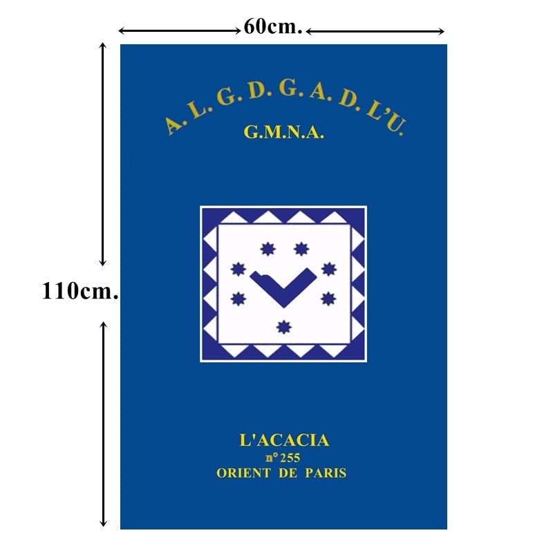 Bannière de Loge personnalisée - Satin (110 x 60 cm) Nos Colonnes - Boutique Maçonnique