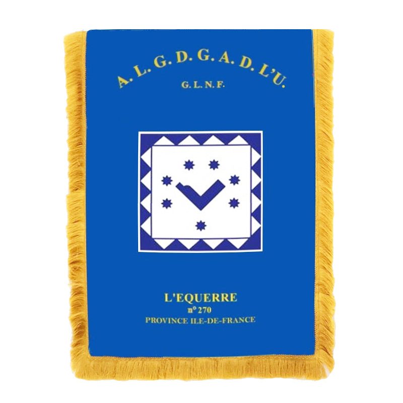 Bannière de Loge personnalisée - Satin (dimensions sur demande) Nos Colonnes - Boutique Maçonnique