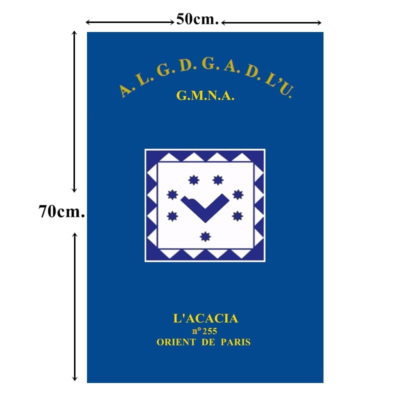 Bannière de Loge personnalisée - Satin (50 x 70 cm) Nos Colonnes - Boutique Maçonnique