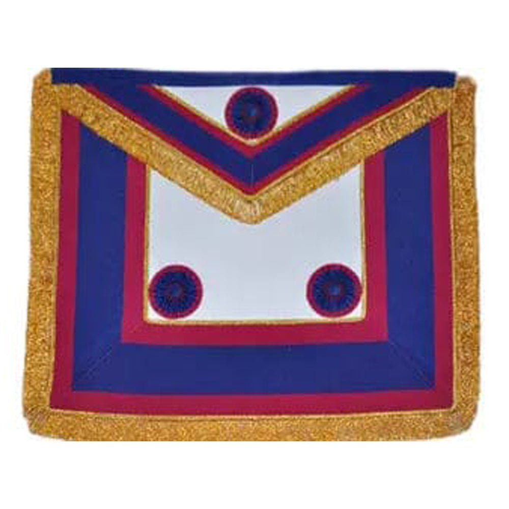 Tablier Provincial avec Rosettes (Grande Tenue). 46x40 cm - Maçonnerie de la Marque - Nos Colonnes